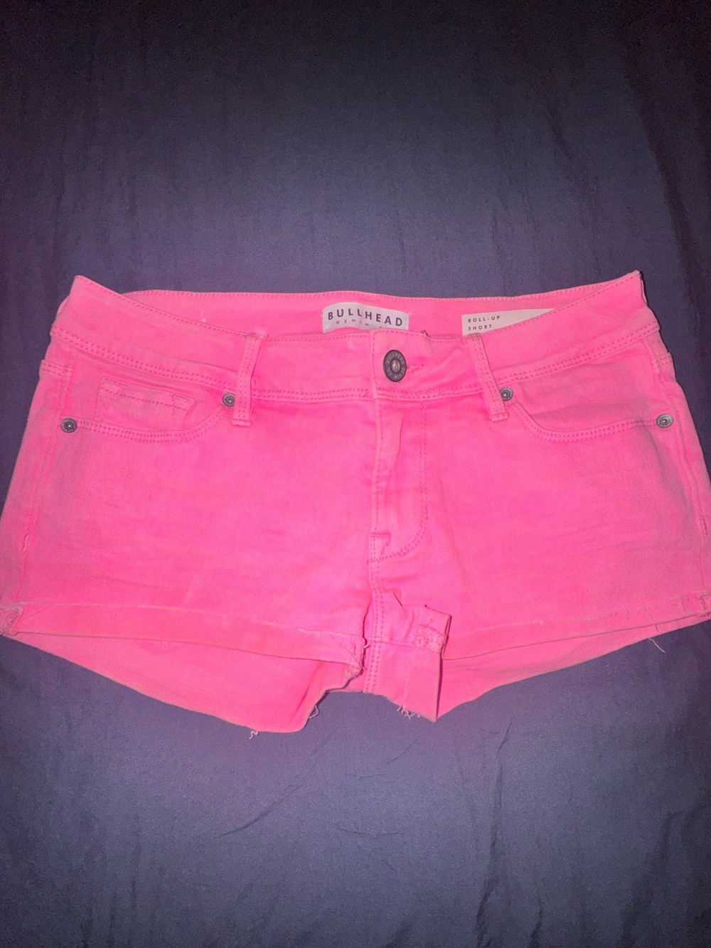 Bullhead Hot Pink Women's Roll-Up Denim Shorts